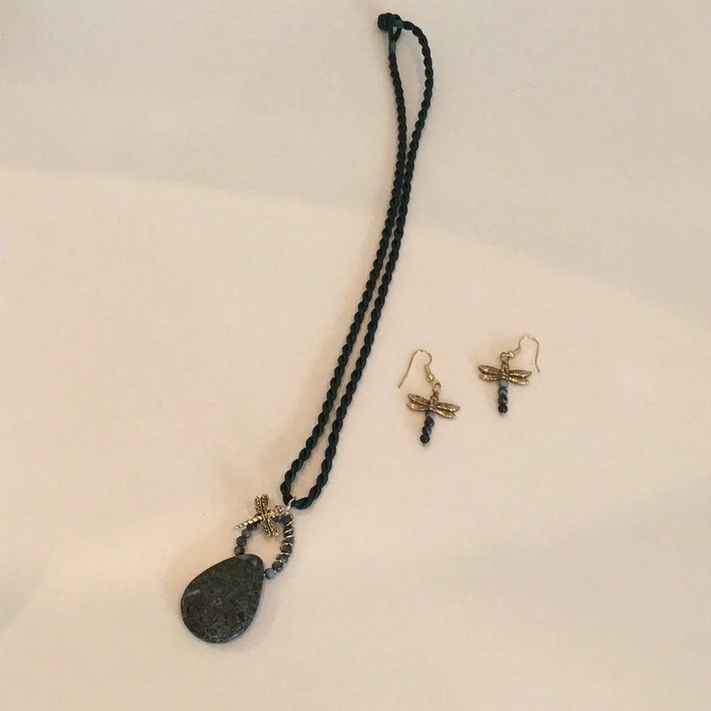 Dragonfly Earrings and Necklace